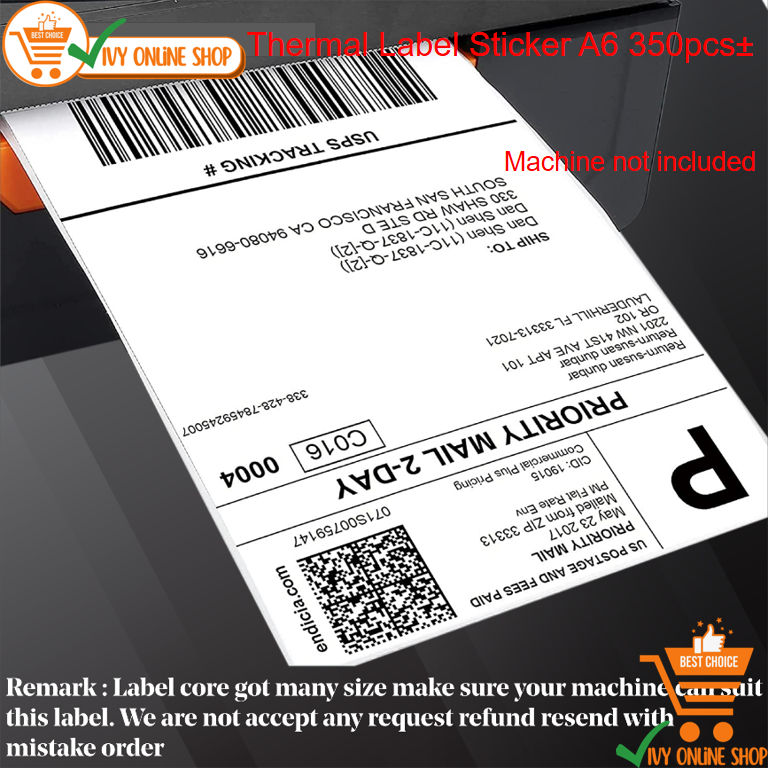 READY STOCK A6 Shopee Shipping Waybill Label Themal Lable Sticker 100 ...