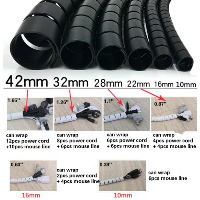thumbnail image 2 of 1meter Line Organizer Pipe Protection Spiral Wrap Winding Cable Wire Protector Cover Tube 2 of 12