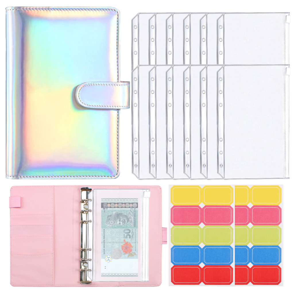 A5/A7 3 inch Collbook 6 Ring PU Leather Glitter Binder Refillable Photocard  Cover Budget Planning Notebook for Polaroid Instax Photo Album