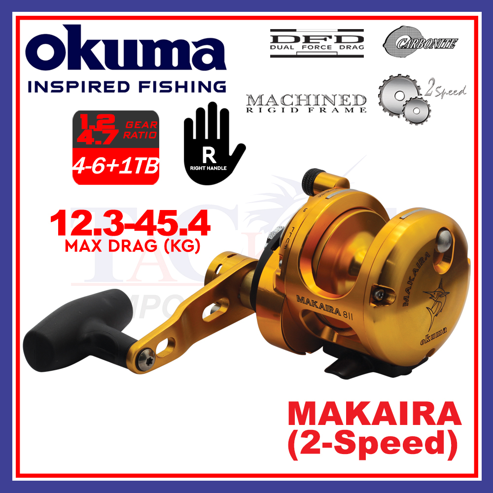 39kg Max Drag Okuma Makaira Gold Fishing Reel Deep Sea Drum