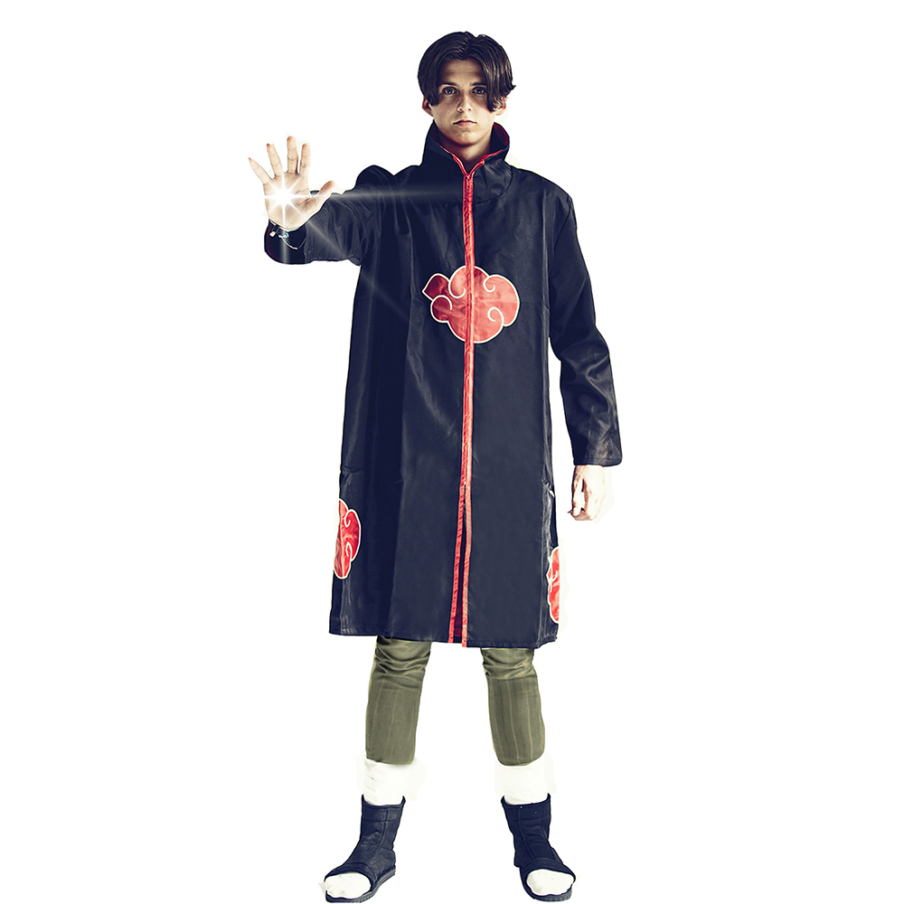 Cosplay Costume Narut Akatsuki Cloak Anime Red Cloud Robe Halloween ...