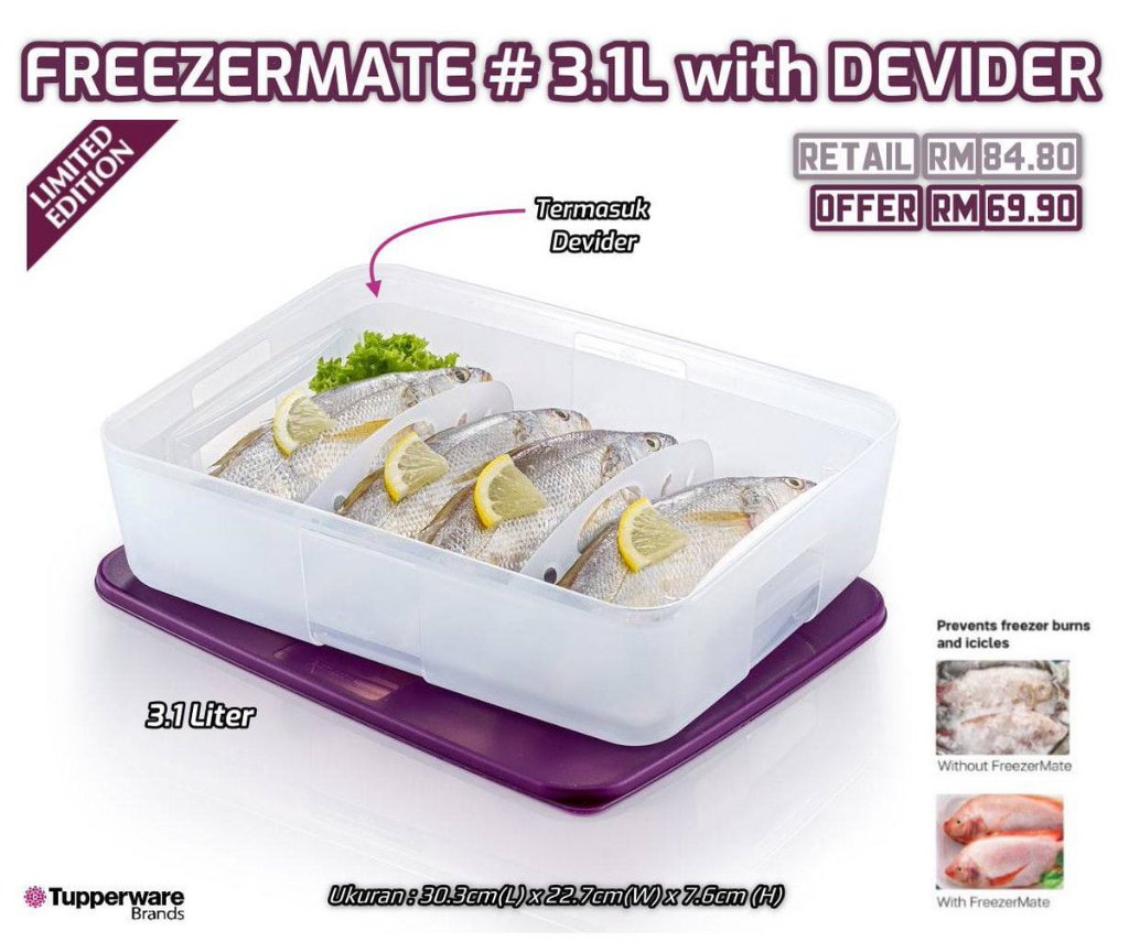 OFFER: Tupperware Freezermate 3.1L Frozen Fish Prawn Meat Chicken ...