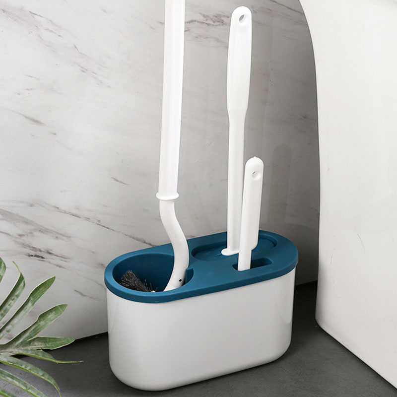 𝗡𝗢 𝗗𝗘𝗔𝗗 𝗔𝗡𝗚𝗟𝗘 》3 In 1 Toilet Brush Set Wall Mounted Bathroom Cleaning ...