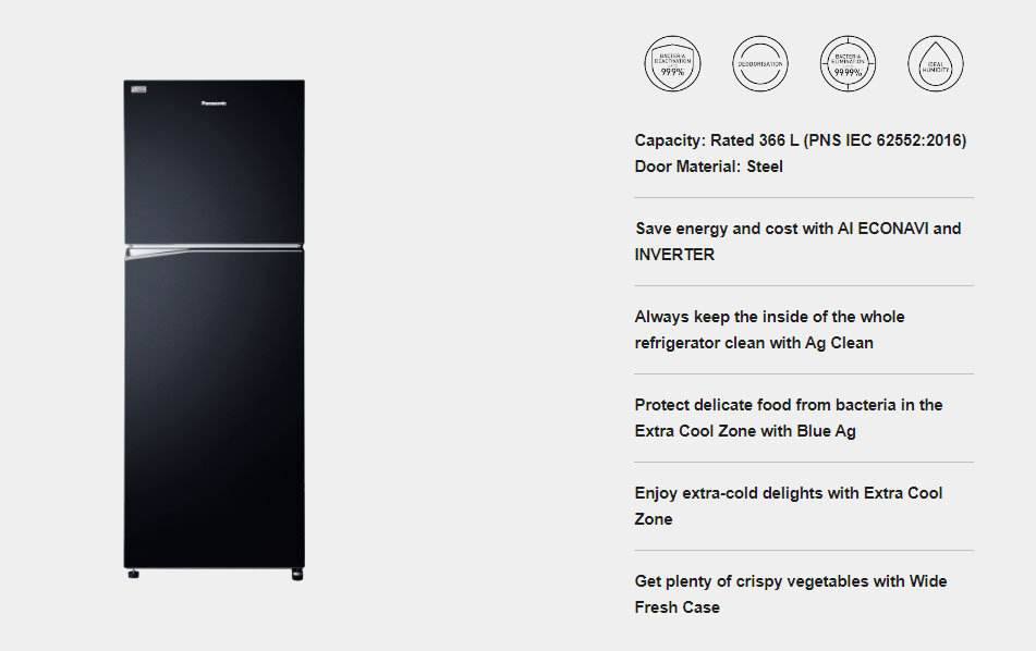 [DELIVERY @ KLANG VALLEY] Panasonic 395L Inverter 2-Door Top Freezer ...