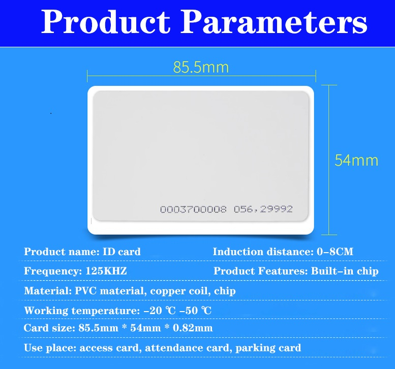 125Khz Mango RFID Proximity Cards ID Card Door Entry Access 0.8mm ...