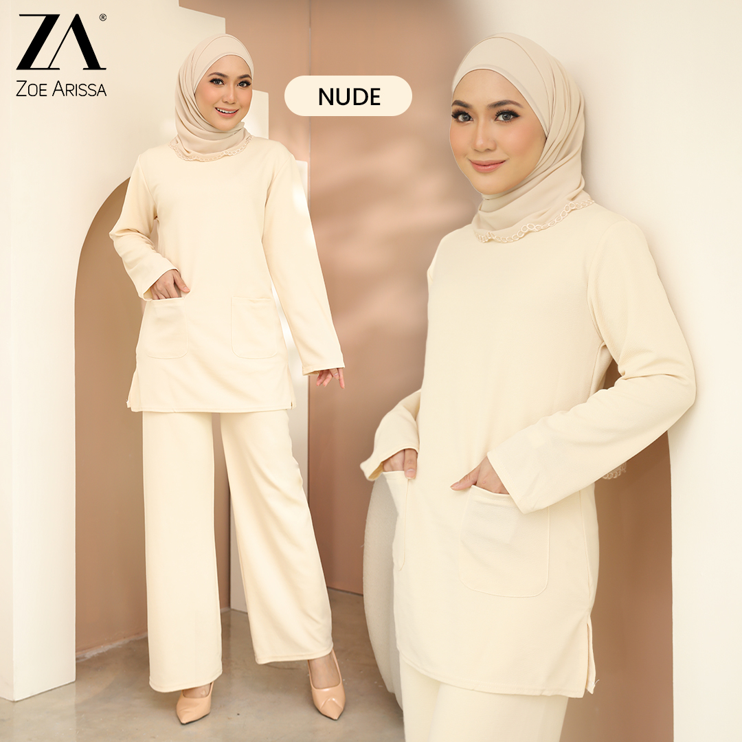 ZOE ARISAH Cotton Ironless Muslimah Warda Set Baju Seluar Murah Plain ...