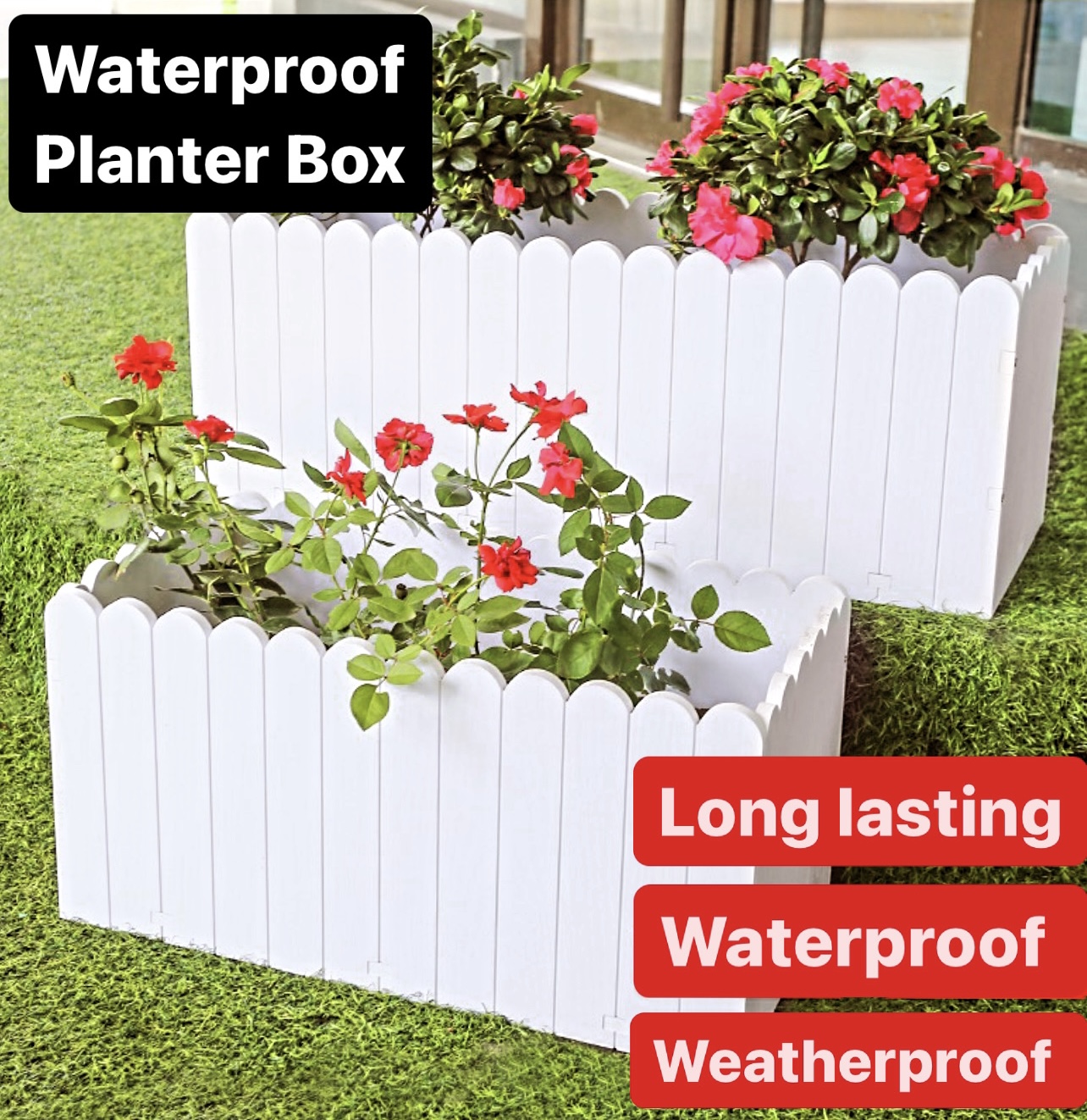 Waterproof Pasu Bunga Plastik Planter Box Planter Flower Pot Rak Bunga ...