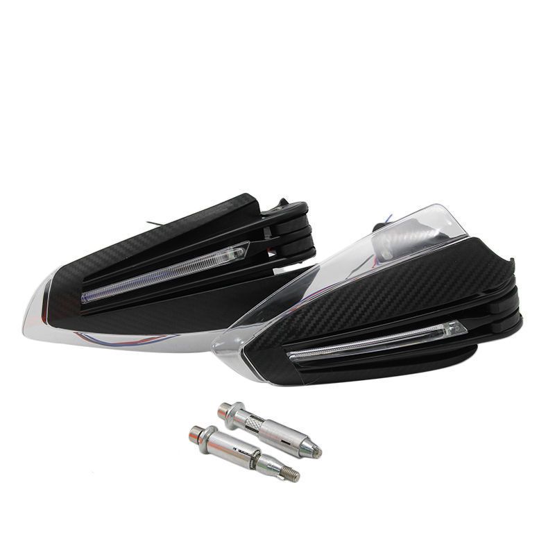 Universal Motorcycle Hand Guard Handlebar Wind Protector Handguard LED ...