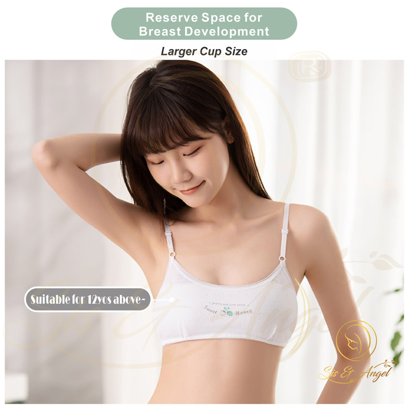 Sis & Angel Student Bra Teenager Uniform Bra Girl Bra White Bra Removable  Pad Adjustable Strap Cotton Underwear - P009