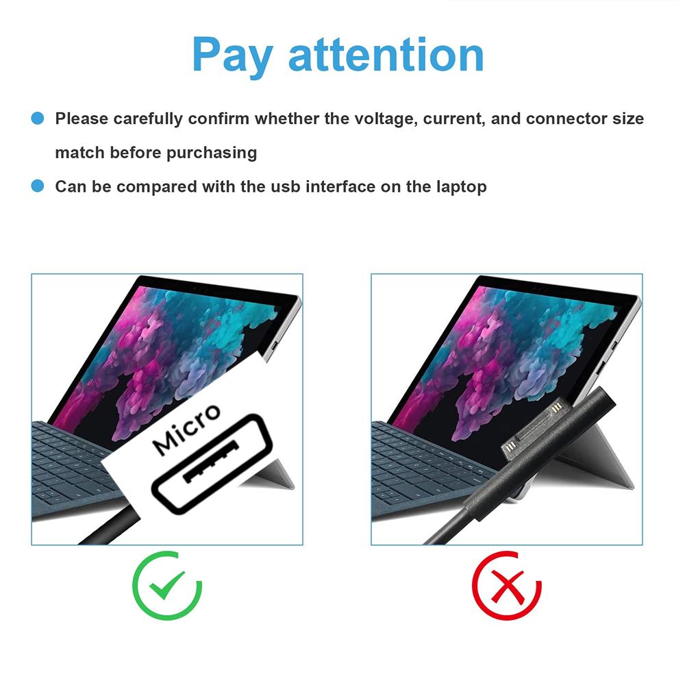 MICROSOFT SURFACE 3 (1657) MICRO USB ADAPTER FOR 5V2A (V8)POWER ADAPTER ...