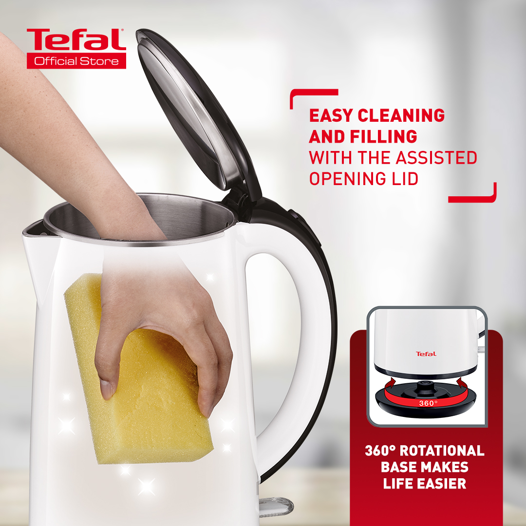 Tefal Safe Tea Kettle White 1.7L (KO2601) (Cerek Elektrik) Shopee