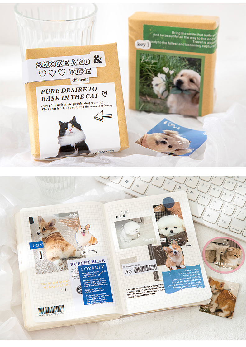 40pcs Cute Pets Sticker Cat Journal Stickers Animals Stickers Phone ...