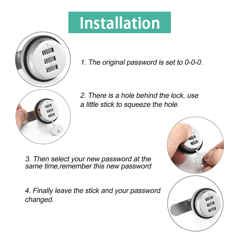 3Digit Drawer Combination lock Combination Keyless 3Digit Number ...