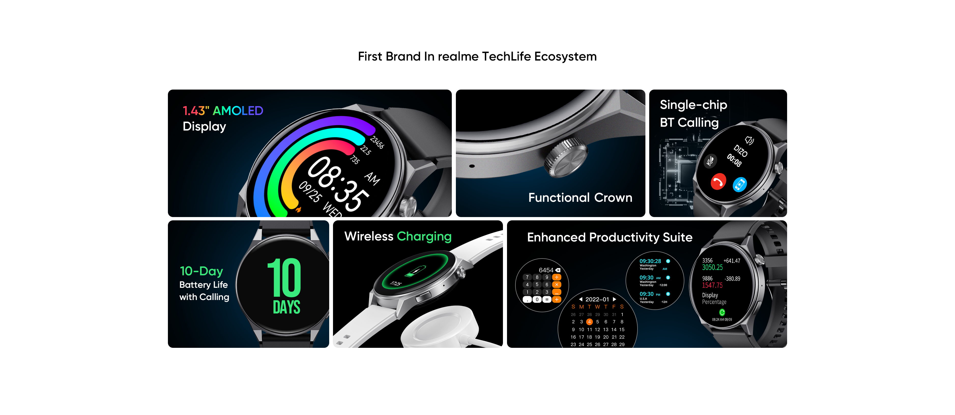 realme DIZO Smart Watch R2 Wireless Charging AMOLED Display Sports ...