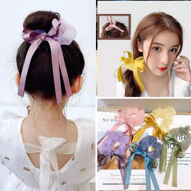 AIDA Dopamine Scrunchie Ribbon Hair Rope Tie Donut Rubber Band ...