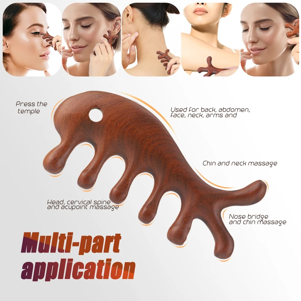 Meridian Massage Comb Five-Tooth Wooden Point Acupuncture Wide-Tooth ...