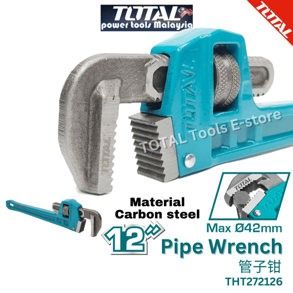 TOTAL Pipe Wrench 12'' Drop-forged with High quality Carbon steel jaws ...