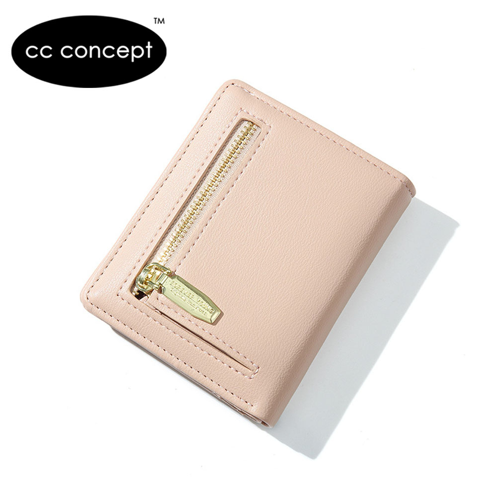 CC CONCEPT Good Quality Women Purse Short Wallet Bifold Coin Zip Pouch ...