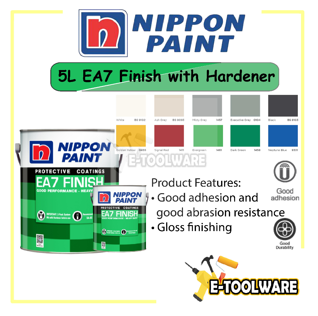 5L Nippon Paint EA7 Epoxy Floor Paint Cat Lantai Rumah Cat Lantai Simen ...