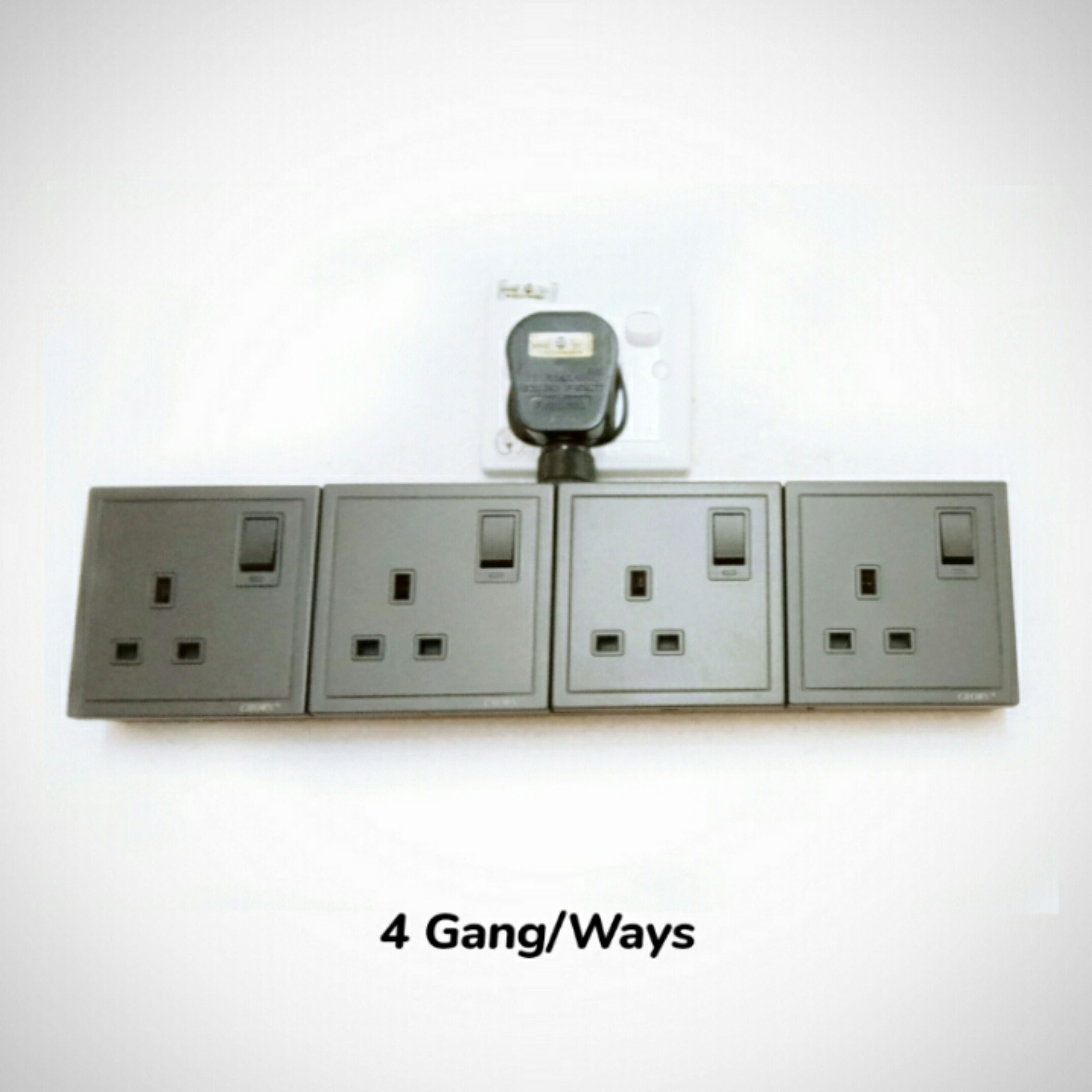 Heavy Duty 2/3/4 Gang Matte Grey T-Adaptor Wall Extension Plug Wire ...