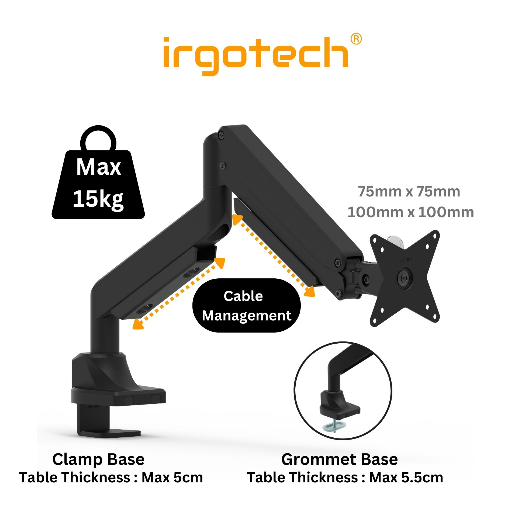 IRGOTECH Ultrawide Monitor Stand 43 inch Monitor Arm Adjustable Mount ...