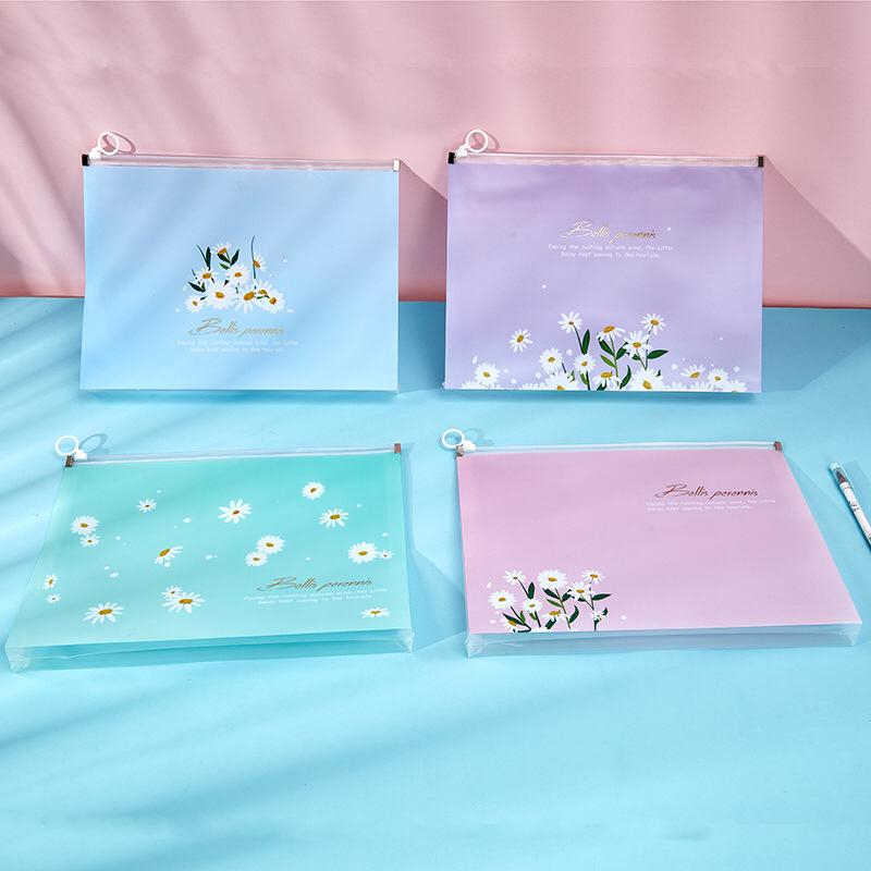 4 Pcs/2Pcs A4 Zipper Cute Korean Files Multiple Design 4 Pcs/4 Keping ...