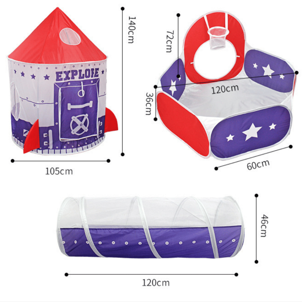 SIMI Pop-up Play Tent Space 3in1 Playhouse Tunnel Ball Pity Pool Indoor ...