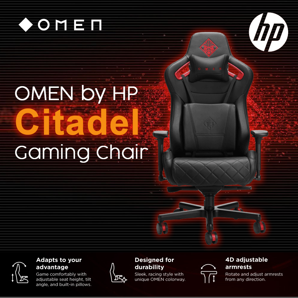 HP Omen Citadel Professional Gaming Chair - Black/Red (6KY97AA ...