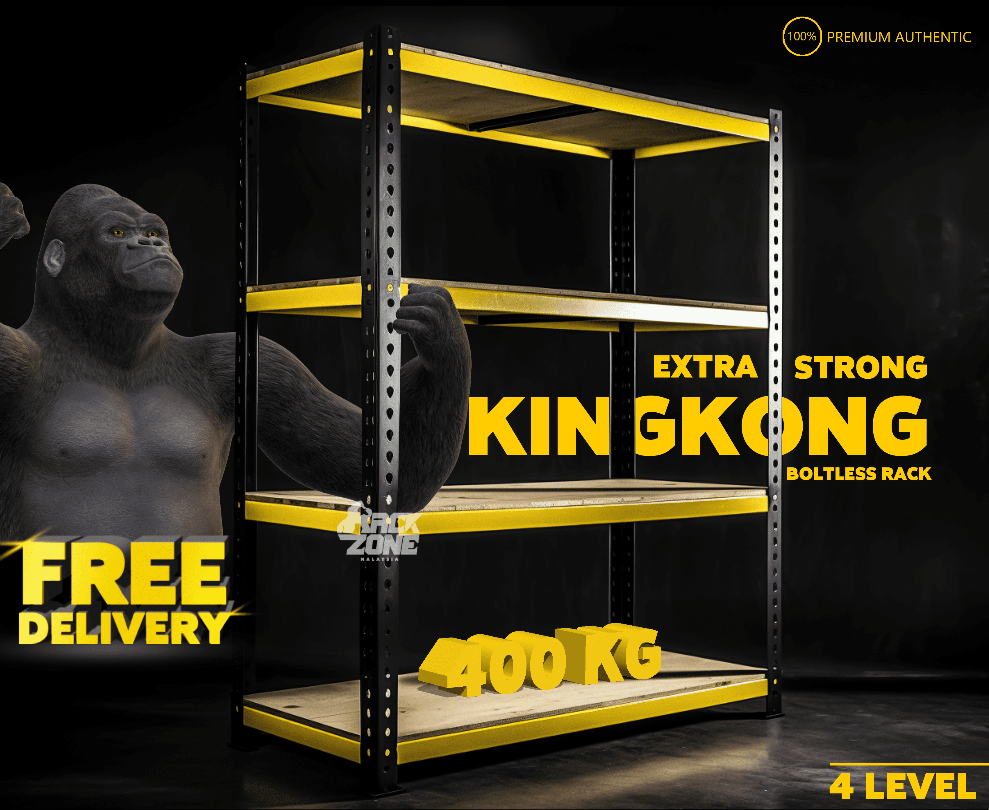 RACKZONE 4 Level Storage Rack Heavy Duty Rack Boltless Rak Besi ...