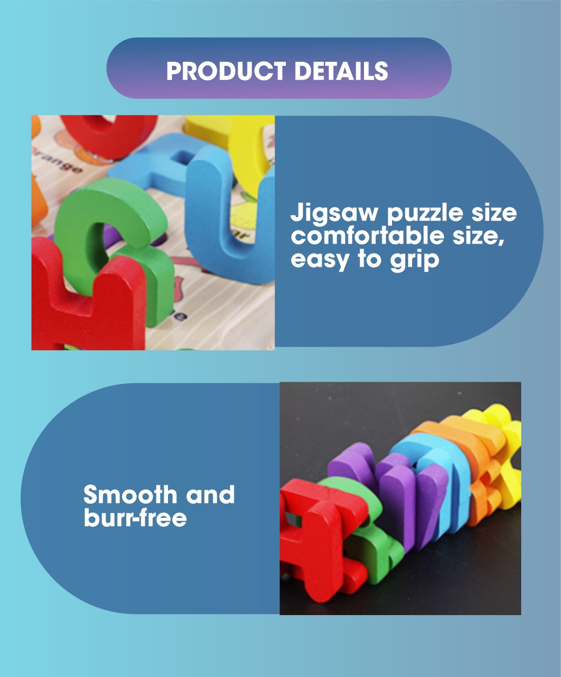 Kids Jigsaw Wooden Puzzle Baby Montessori ABC Puzzle Learning Toys ...