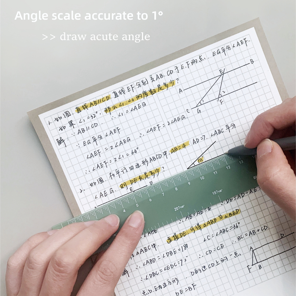 BKF Creative Colourful 2-In-1 Multifunctional Angle Ruler Scale 15cm ...