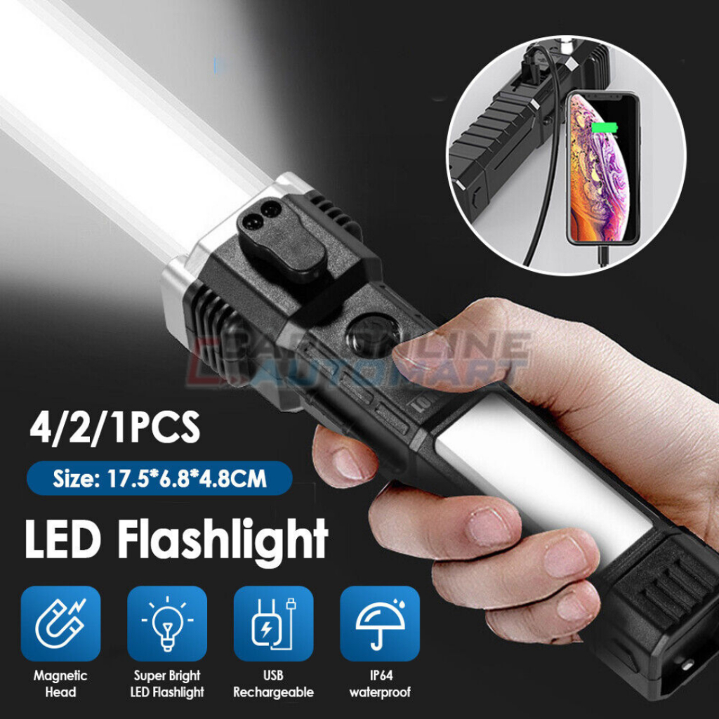 Super LED Powerful Flashlight USB Rechargeable Torch Light 4 Mode ...