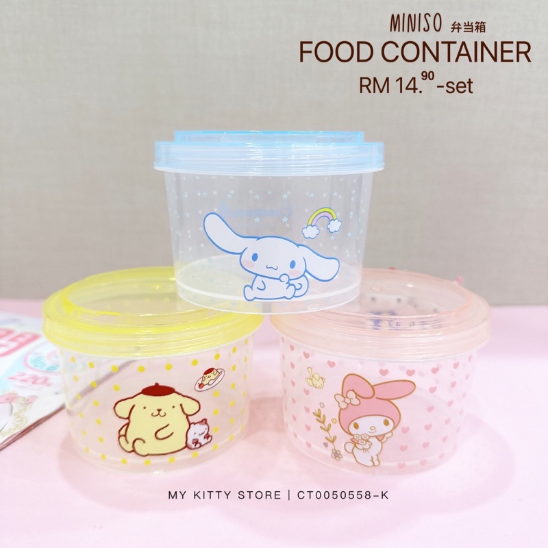 Miniso Shanghai X Sanrio Characters Food Container Set of 3-Pieces PP ...