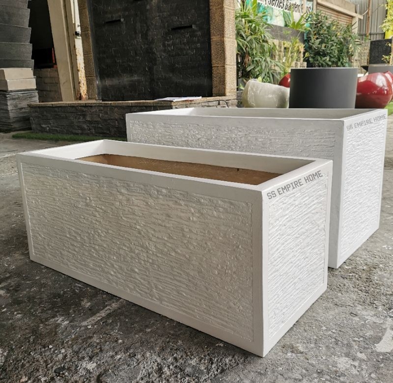 RUDI PB7 White Texture Planter box Fiberglass Flower Pot Pasu Bunga ...