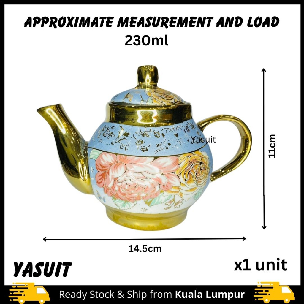 Tea Set Malay Muslim Raya Coffee Teapot Cup Print Floral Europe Ceramic