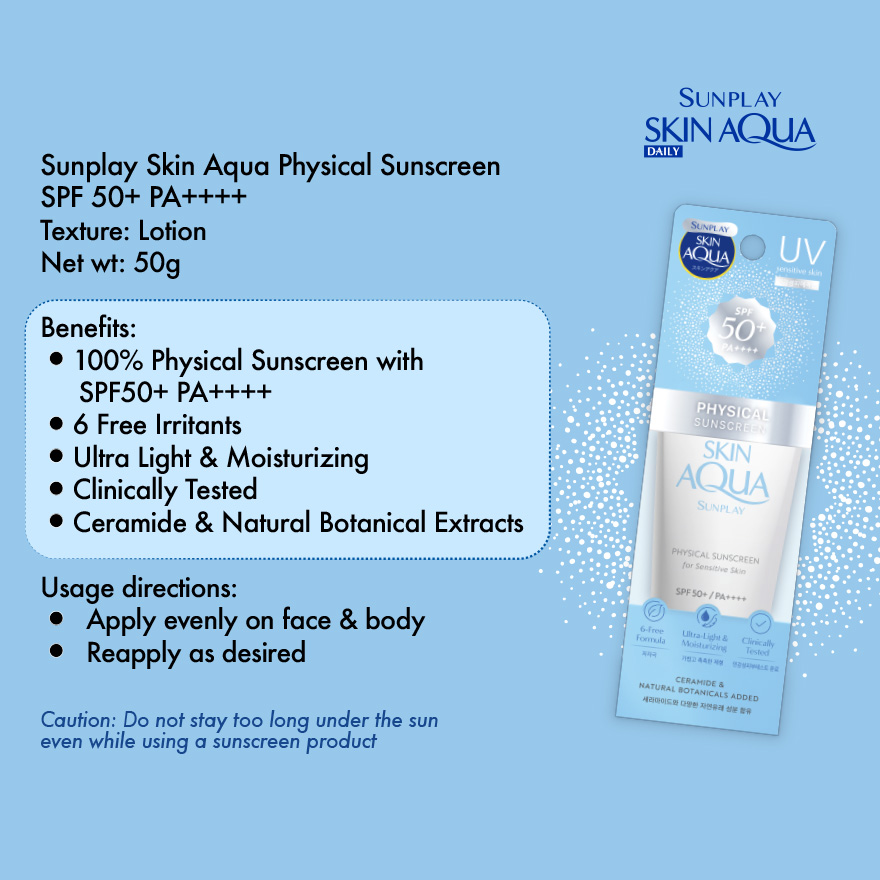 Sunplay Skin Aqua Physical Sunscreen SPF50 Mineral Suncreen For ...