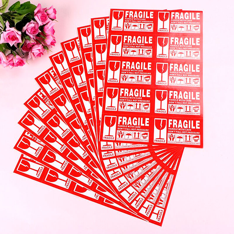 𝐄𝐀𝐒𝐘 𝐏𝐄𝐄𝐋𝐈𝐍𝐆 Fragile Sticker 9 cm x 5 cm Warning Packaging Courier ...