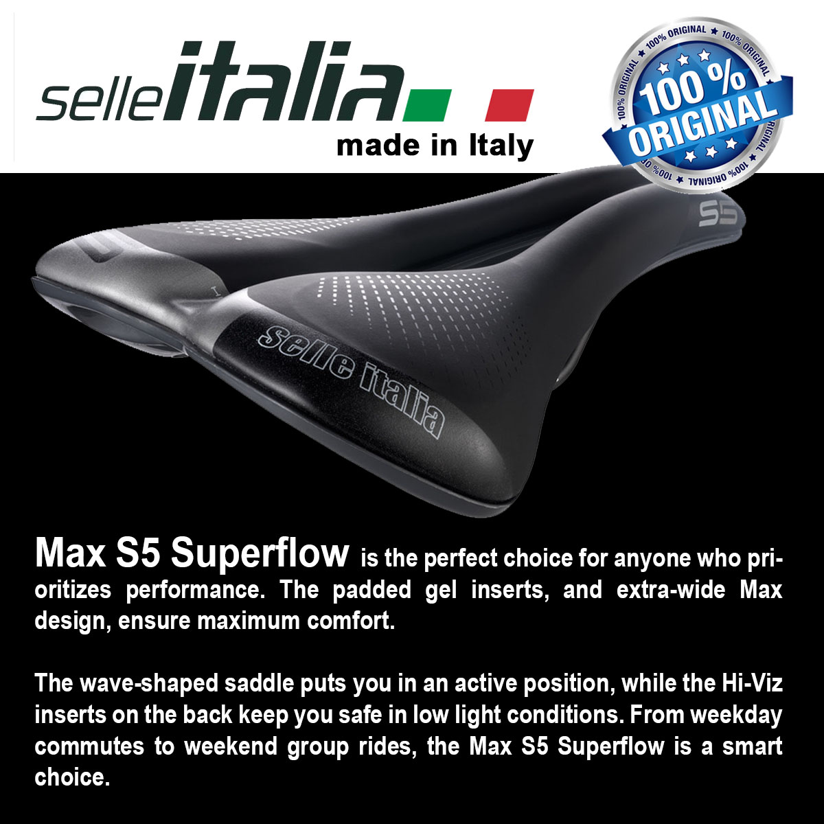 SELLE ITALIA MAX S5 Superflow Comfort Touring Saddle Road Roadbike MTB ...