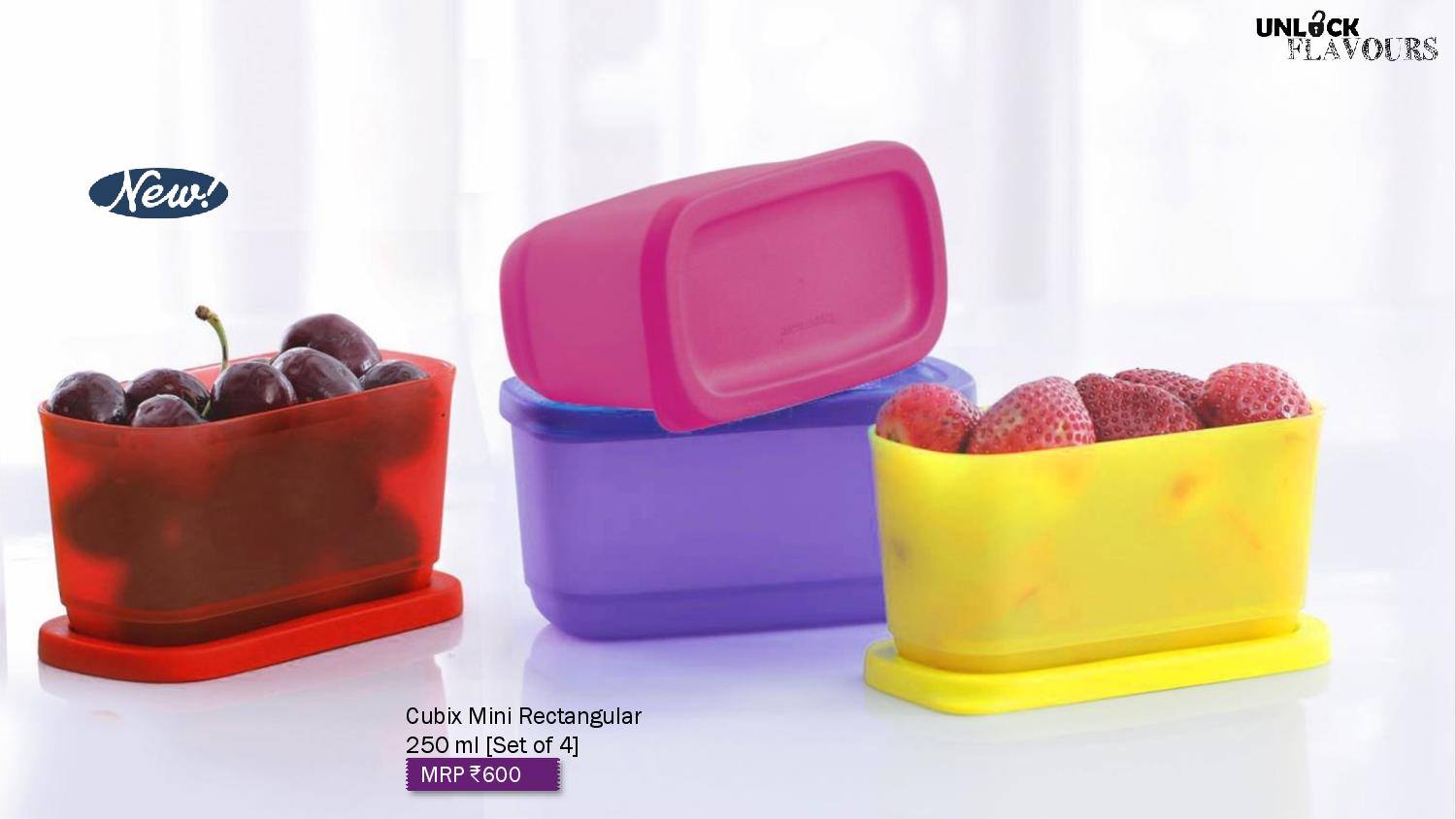Tupperware Cubix Mini Rectangular 250ml Mini Food storage Food ...