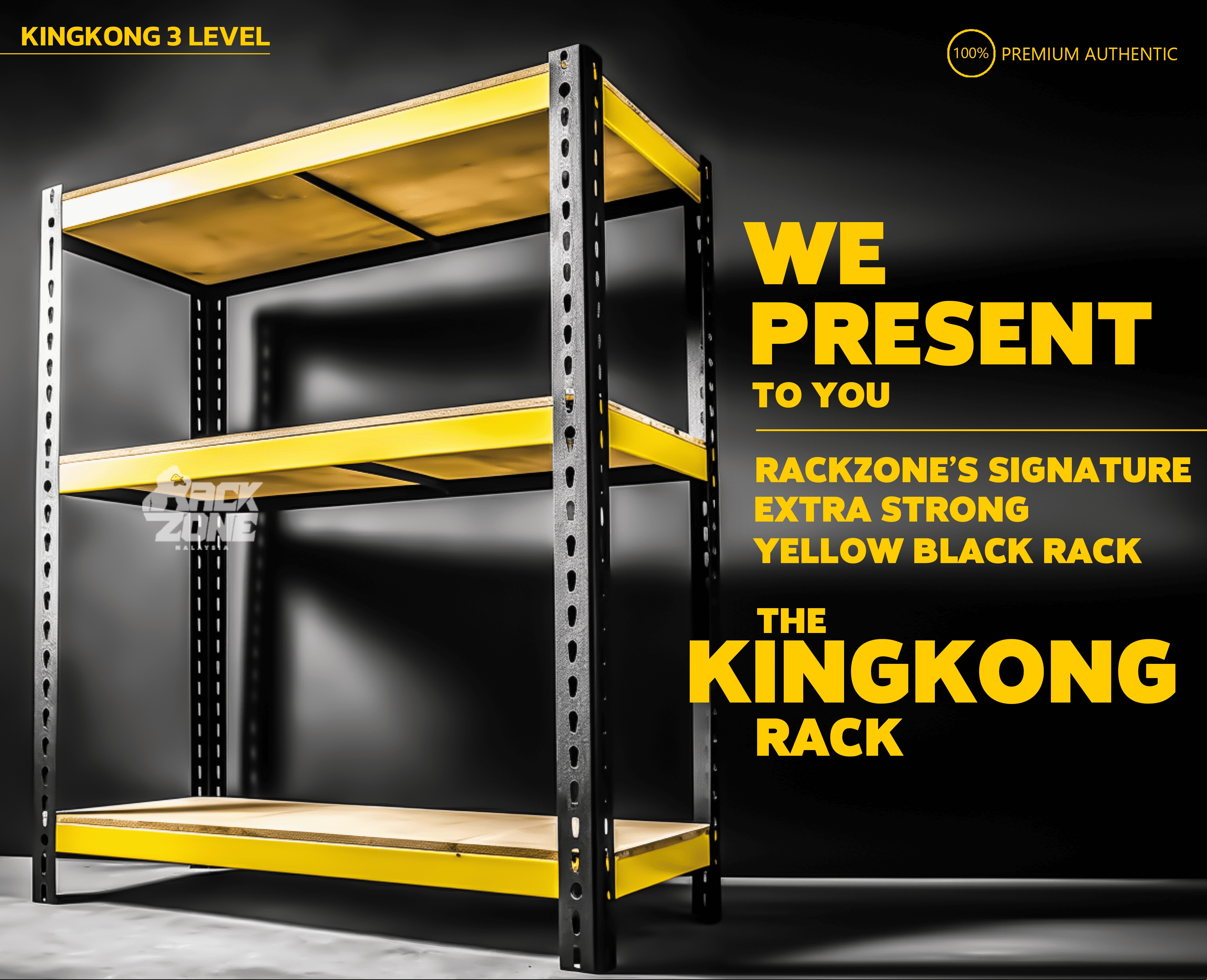RACKZONE Signature YB 3 Level Boltless Rack Heavy Duty Rak Besi ...