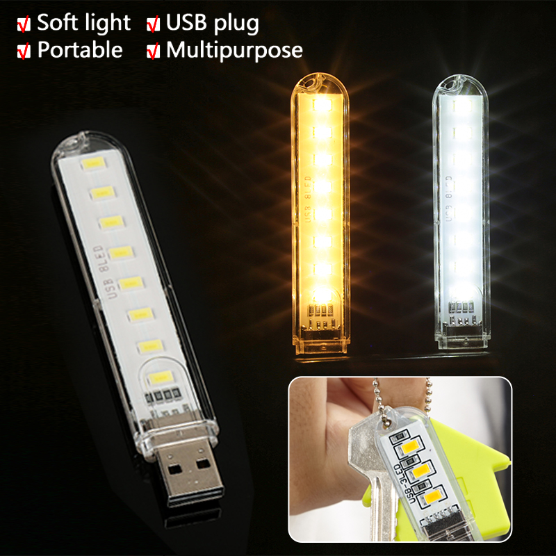 Portable 8/24 LED Mini USB Lamp Super Bright Night Light for Reading ...