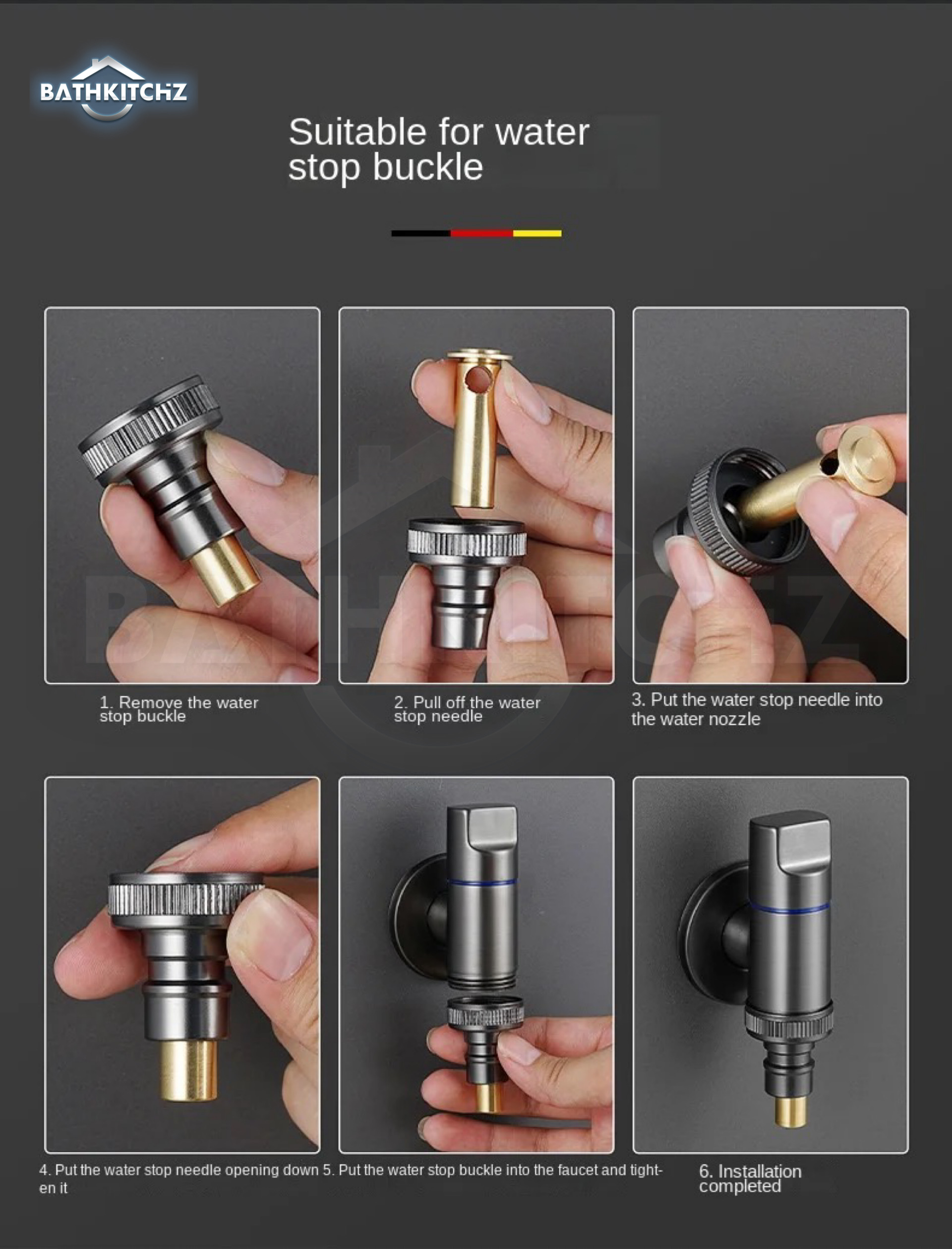 BATHKITCHZ SUS 304 Pin Stopper Connector Water Stop Faucet Water Outlet