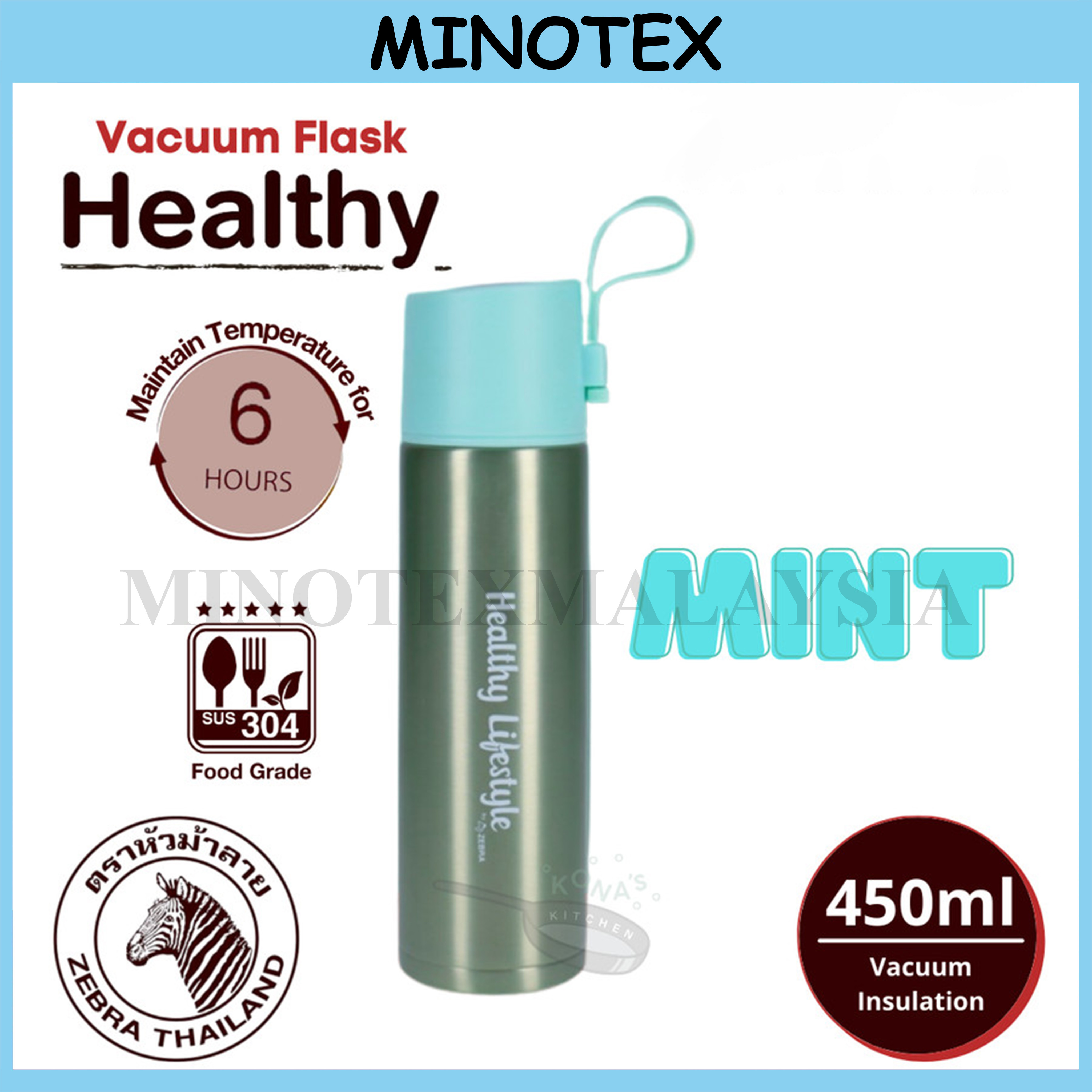 ZEBRA HEALTHY LIFESTYLE 0.45LITER VACUUM FLASK/ Botol Air Panas/Bocong ...
