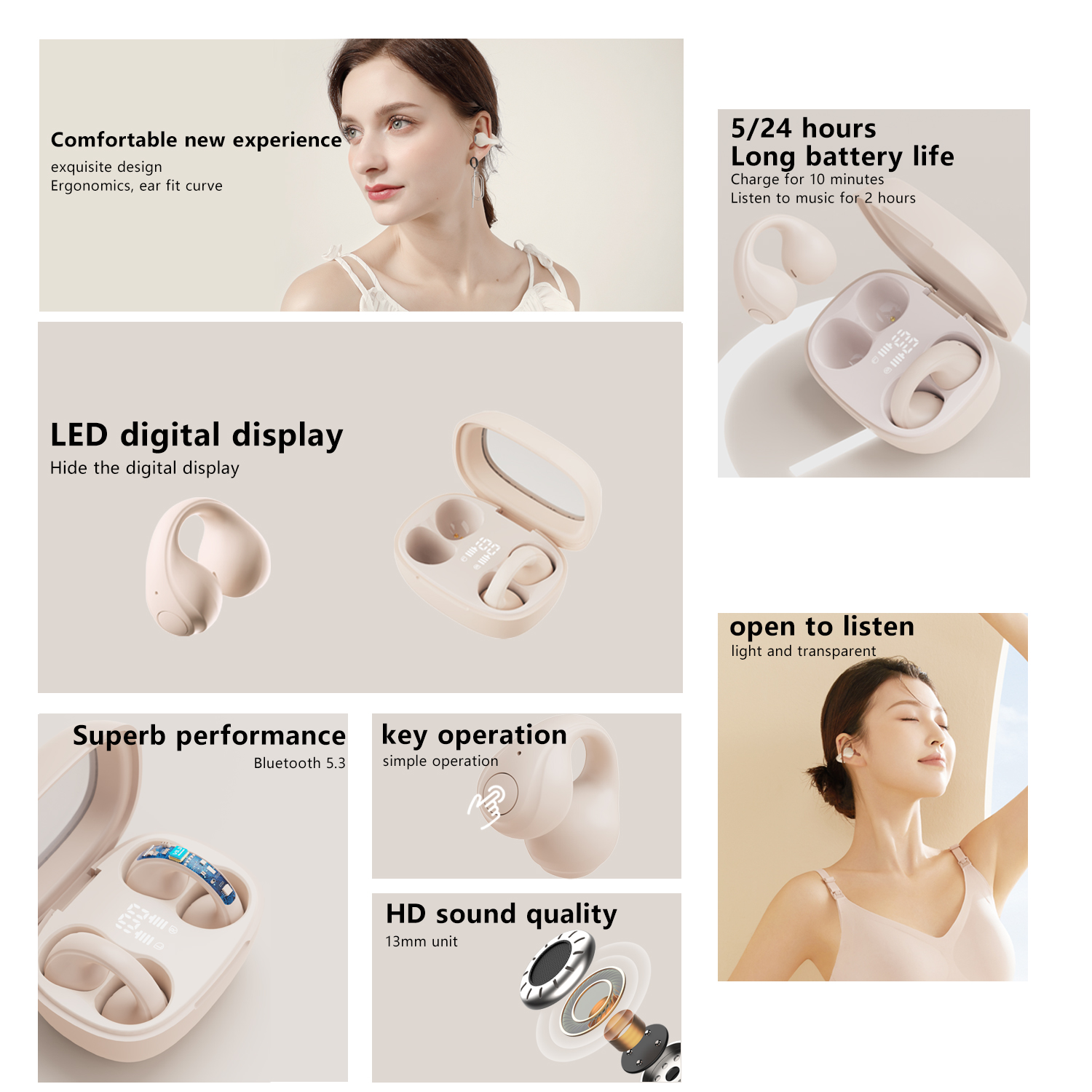 Amgras Spacebuds Ⅱ Pro Bone Conduction Earbuds Earphone Bluetooth ...