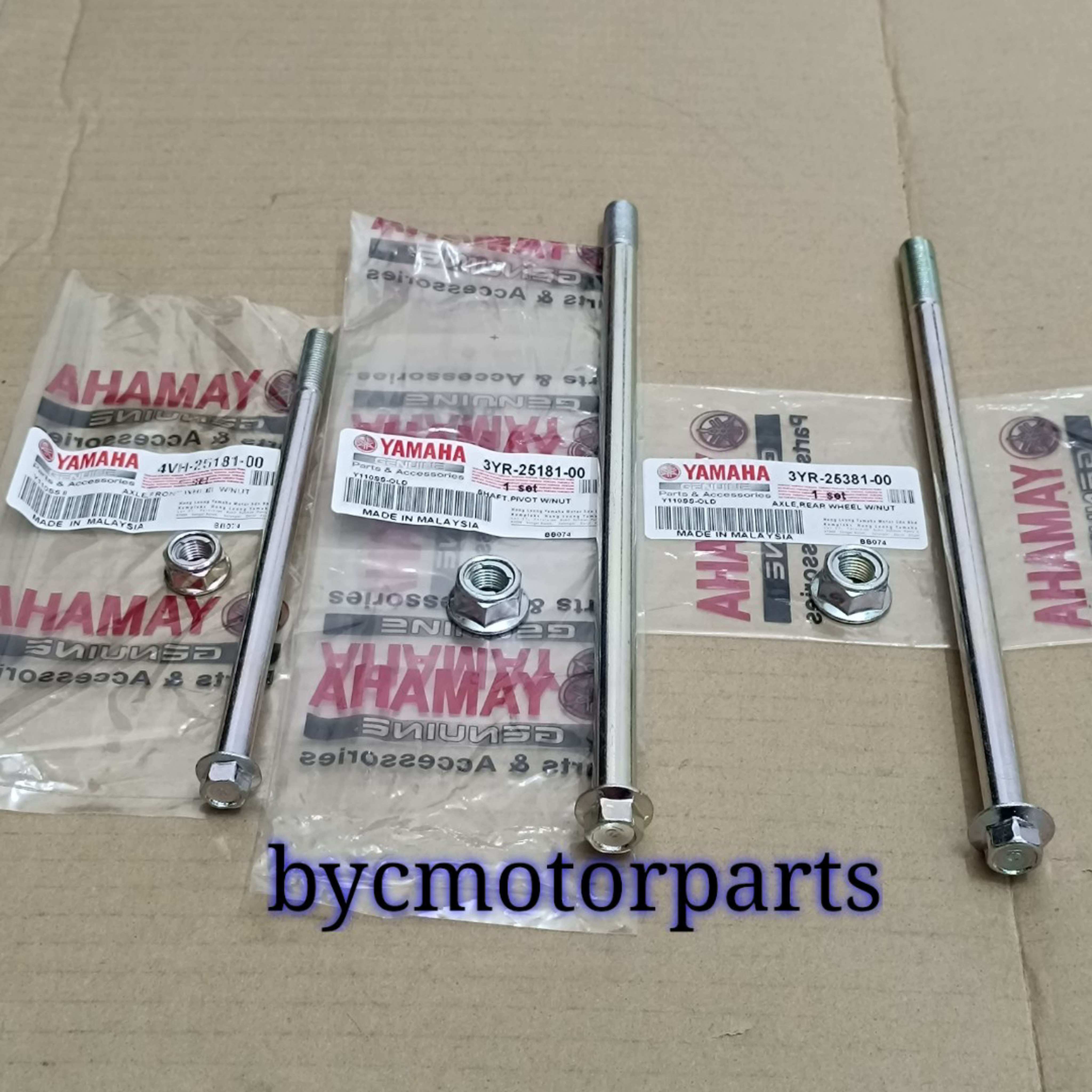 YAMAHA Y110 (OLD) SS1 FRONT REAR WHEEL SWING ARM SHAFT PIVOT WITH NUT ...