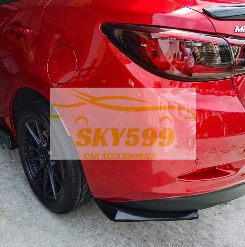 Mazda 2 Front Bumper Diffuser Lip Wrap Angle Splitters Black Carbon