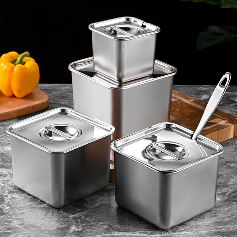 Stainless Steel Spice Condiment Container Salt Sauce Cruet Condiment ...