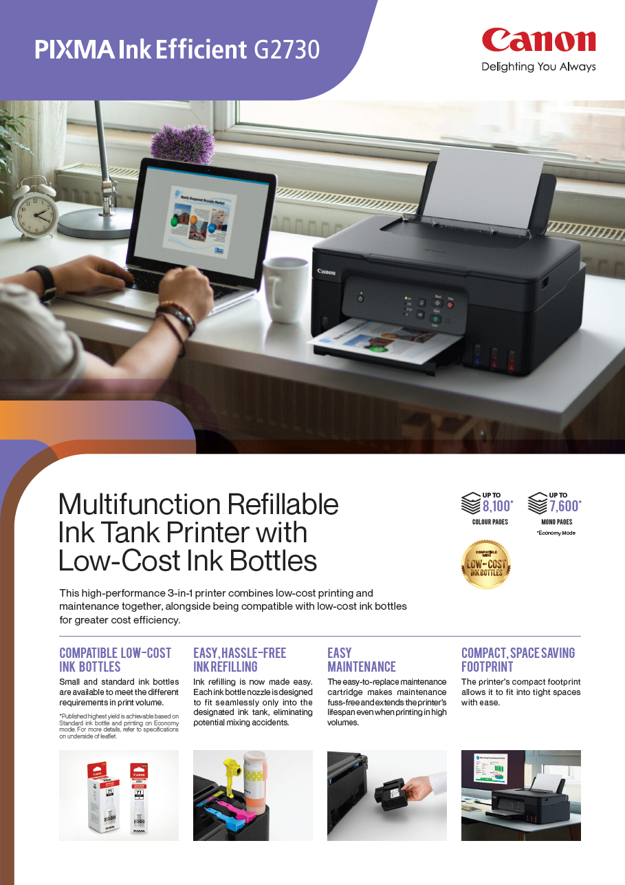 Canon PIXMA G2730 | G3730 (WiFi) All-In-One Ink Tank Printer Using Ink ...