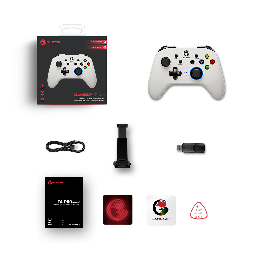 GameSir T4 Pro White Color Bluetooth Wireless Gaming Controller Gamepad ...