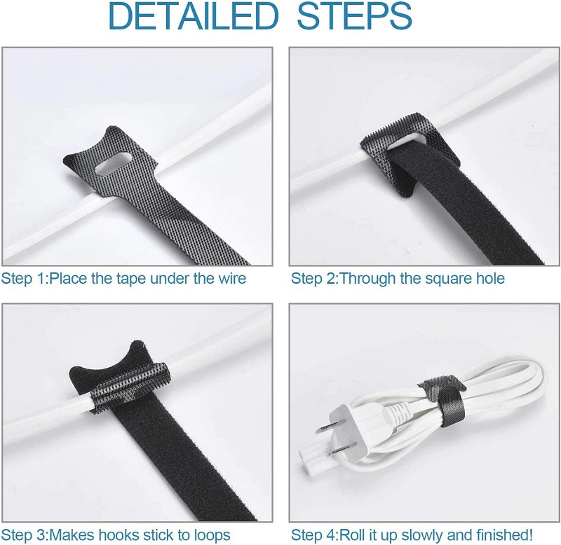 Cable Ties Reusable, Adjustable Cord Ties, Microfiber Cloth Cable ...